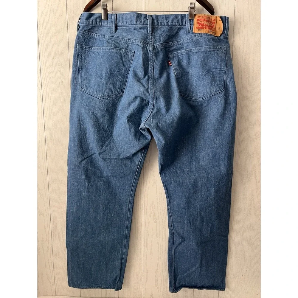 2015 Levis 501 Jeans White Oak Cone Mills Denim Neppy Sailor Blue 42x30 (40x28.5